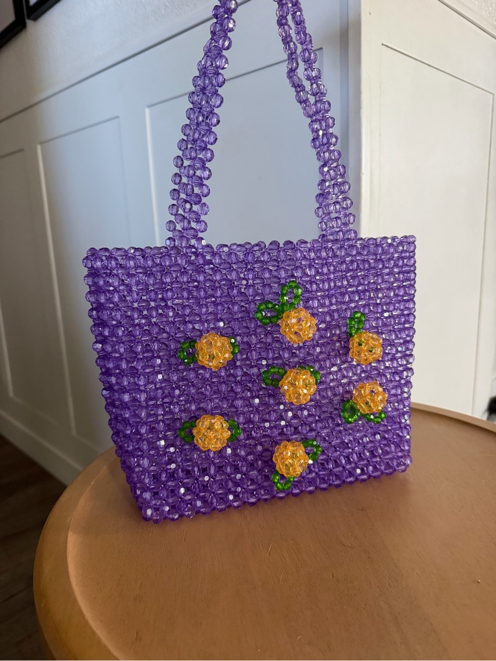 Susan Alexandra ( No Tag) Purple And Yellow Floral Beaded Bag
